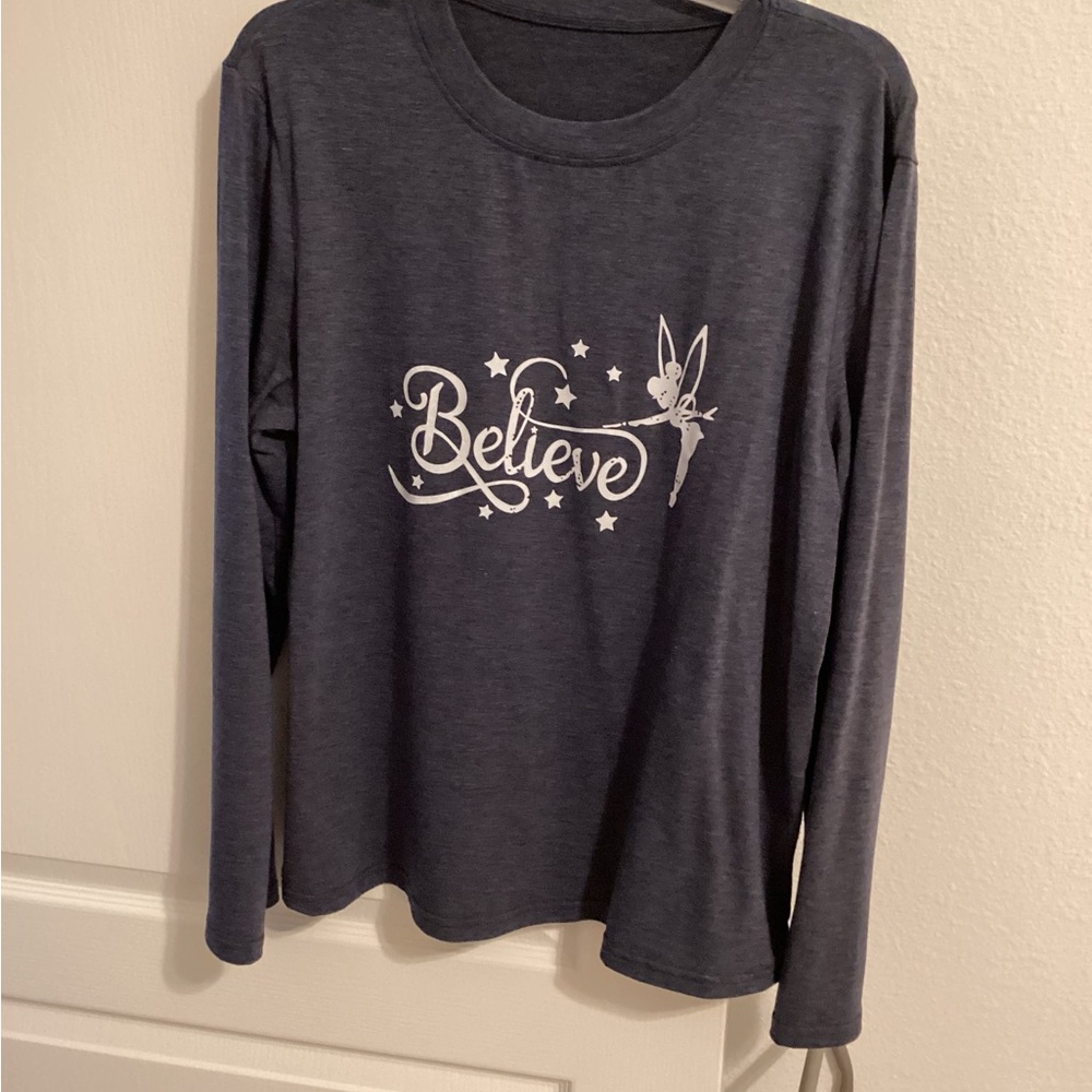 Navy Long Sleeve 'Believe' Graphic Tee